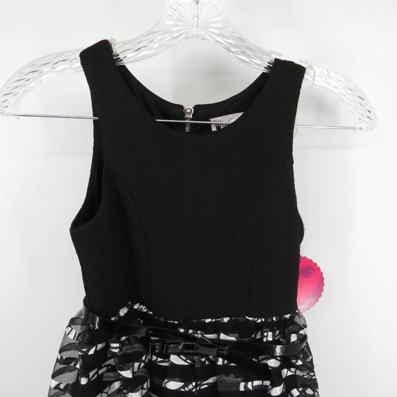Emily West Girls Black Silver Dress Belted Waist 8 NWT $68 - Picture 2 of 4